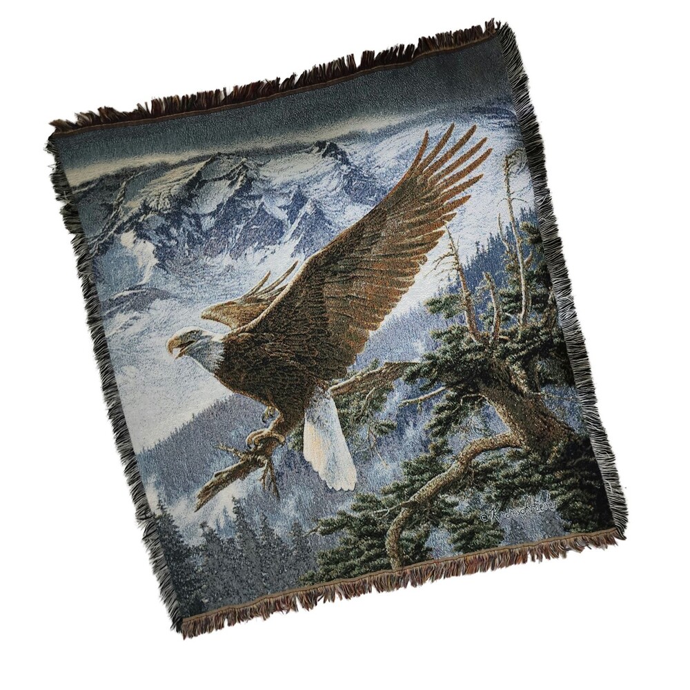 Kromschroeder Alpenglow Bald Eagle Tapestry Throw 47"x54" Rectangular Fringe